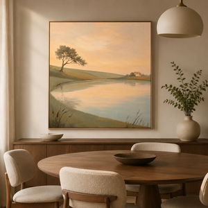 Peaceful Countryside Lake | Neutral Landscape Wall Art