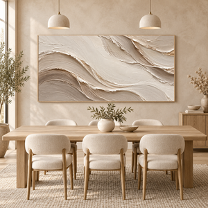 Neutral Flowing Waves | Beige Textured Wall Art