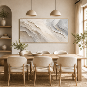 Neutral Flowing Layers | White Textured Wall Art