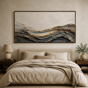 Strata Waves | Grey‑Brown Earth‑Tone Undulating Textured Piece