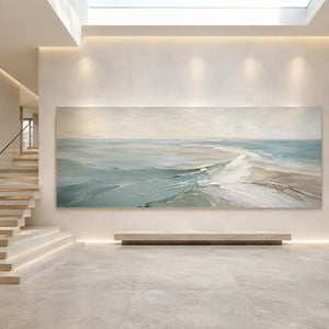 Gentle Tide Flow | Soft Blue‑Grey Textured Abstract Wall Art