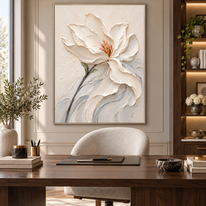 Ivory Magnolia in Bloom | Textured Floral Wall Art