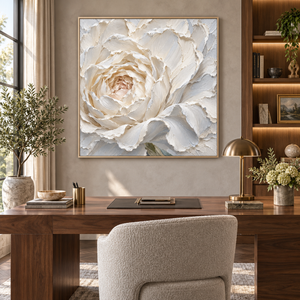 Ivory Petals in Bloom | Textured Floral Wall Art