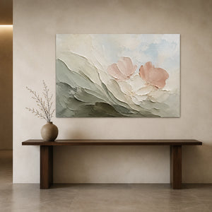 Petal Whisper | Soft‑Toned Textured Wall Art
