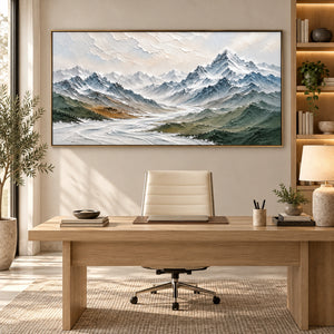 Snowy Alpine Mountain Valley | Textured Landscape Wall Art