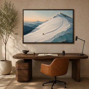 Summit Glide | Snow Mountain Ski Scene Textured Wall Art
