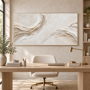 Ivory Flowing Waves | Neutral Textured Wall Art