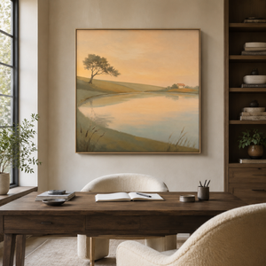 Peaceful Countryside Lake | Neutral Landscape Wall Art