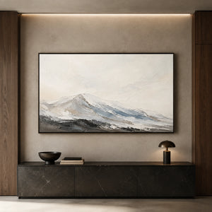 Soft Snow Summit | Neutral Mountain Textured Wall Piece