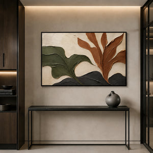 Unfolding Foliage | Earth‑Toned Botanical Form Textured Wall Art