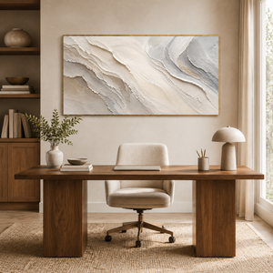 Neutral Flowing Layers | White Textured Wall Art