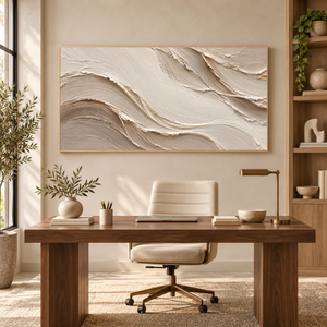 Neutral Flowing Waves | Beige Textured Wall Art
