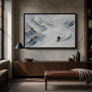 Alpine Rush | Mountain Ski Scene Textured Wall Art