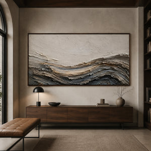 Strata Waves | Grey‑Brown Earth‑Tone Undulating Textured Piece