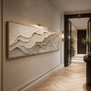 Layered Neutral Waves | textured abstract wall art