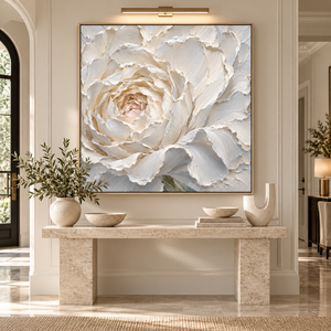 Ivory Petals in Bloom | Textured Floral Wall Art
