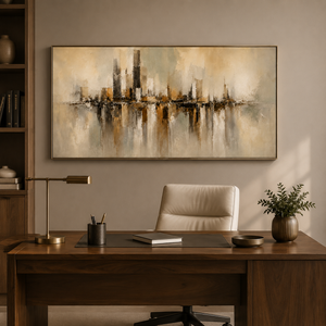 Neutral Abstract City Skyline | Textured Modern Wall Art