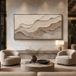 Layered Neutral Waves | textured abstract wall art