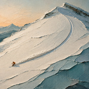 Summit Glide | Snow Mountain Ski Scene Textured Wall Art