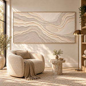 Neutral Topographic Layers | Beige Textured Wall Art