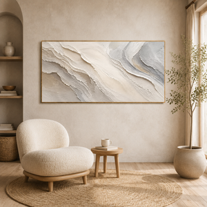 Neutral Flowing Layers | White Textured Wall Art