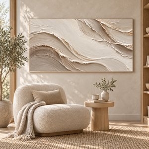 Neutral Flowing Waves | Beige Textured Wall Art
