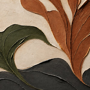Unfolding Foliage | Earth‑Toned Botanical Form Textured Wall Art