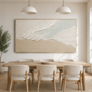 Neutral Textured Shoreline | Beige Coastal Wall Art