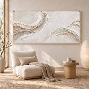 Ivory Flowing Waves | Neutral Textured Wall Art