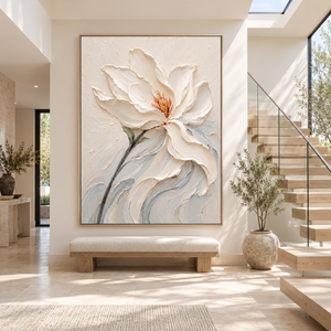 Ivory Magnolia in Bloom | Textured Floral Wall Art
