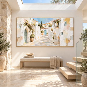Sunlit Mediterranean Village | Textured Architecture Wall Art