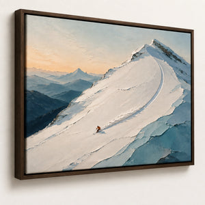 Summit Glide | Snow Mountain Ski Scene Textured Wall Art
