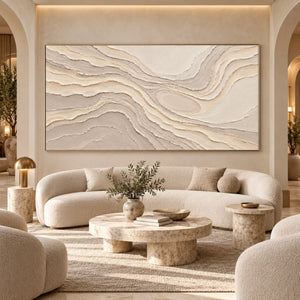 Neutral Topographic Layers | Beige Textured Wall Art