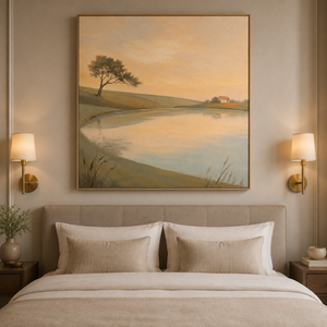 Peaceful Countryside Lake | Neutral Landscape Wall Art