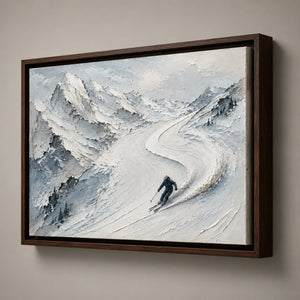 Alpine Rush | Mountain Ski Scene Textured Wall Art