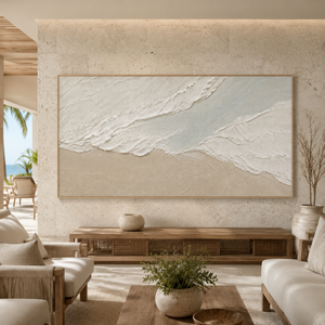 Neutral Textured Shoreline | Beige Coastal Wall Art