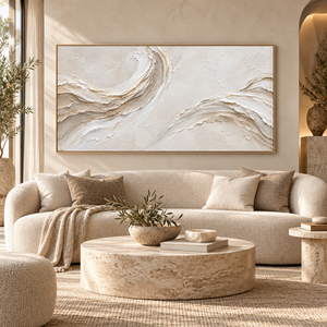 Ivory Flowing Waves | Neutral Textured Wall Art