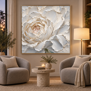 Ivory Petals in Bloom | Textured Floral Wall Art