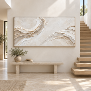 Ivory Flowing Waves | Neutral Textured Wall Art