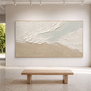 Neutral Textured Shoreline | Beige Coastal Wall Art