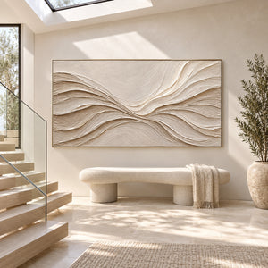 Neutral Sculpted Waves | Beige Textured Wall Art