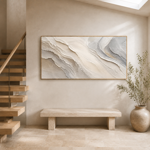 Neutral Flowing Layers | White Textured Wall Art
