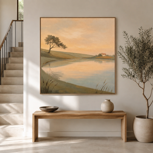 Peaceful Countryside Lake | Neutral Landscape Wall Art