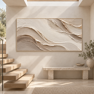 Neutral Flowing Waves | Beige Textured Wall Art