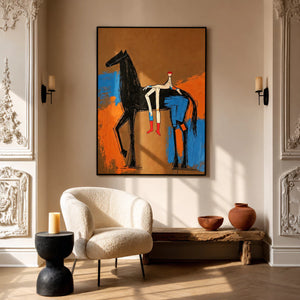 Resting Rider | Bold Line Horse‑Figure Wall Piece