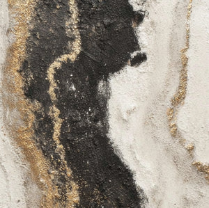 Textured White Black Gold Abstract Oil Painting