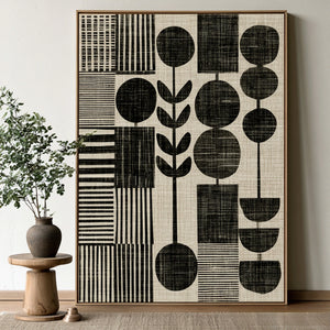 Botanical Shapes and Bold Stripes | Textured Geometric Wall Art