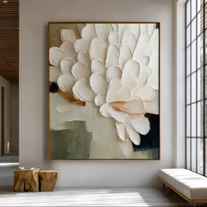 3D Textured Floral Art | Ivory Petal Study