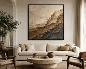 Earth Strata Rhythm | Earth‑Toned Textured Abstract Wall Art