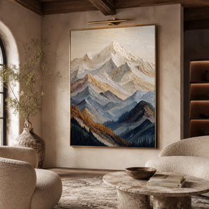 3D Textured Abstract Art | Alpine Forest Peaks